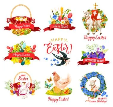 Happy Easter Holiday icon for greeting card design Stock Illustration
