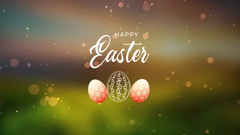 Happy easter holiday with painted egg on nature background Stock Footage 241649185