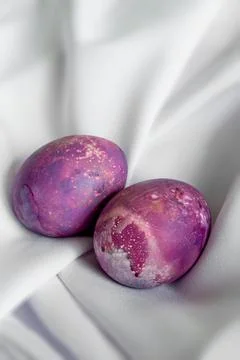 Happy Easter holiday. Space eggs are pink. Stock Photos