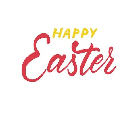 Happy Easter holiday vector calligraphy lettering. Christian religious card for Stock Illustration