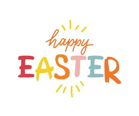 Happy Easter holiday vector calligraphy lettering. Christian religious card for Stock Illustration