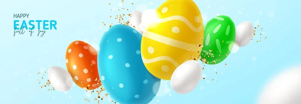 Happy Easter horizontal banner Stock Illustration
