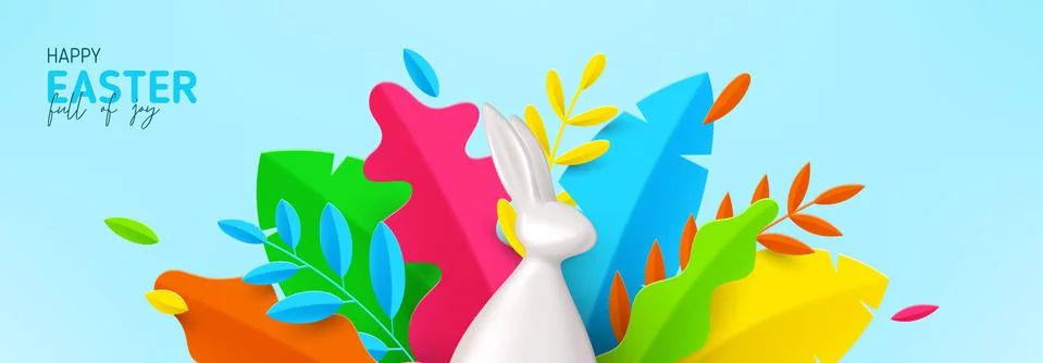Happy Easter horizontal banner Stock Illustration