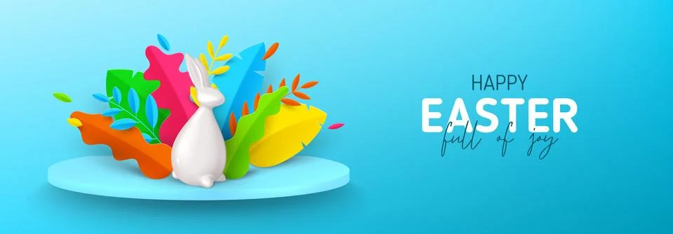 Happy Easter horizontal banner Stock Illustration