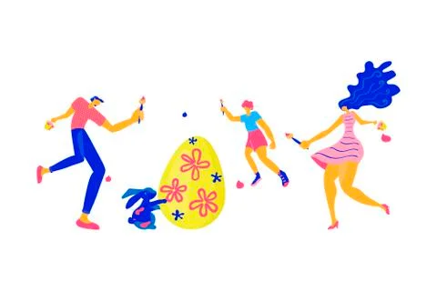 Happy Easter Horizontal greeting banner Stock Illustration