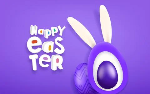 Happy Easter horizontal vector card with inscription Иллюстрация