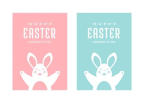 Happy Easter hug bunny festive holiday celebration greeting card design templ Stock Illustration
