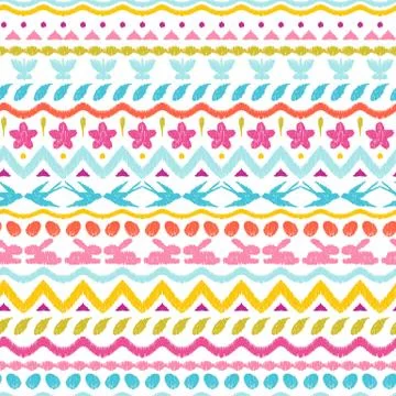 Happy Easter ikat seamless pattern. 스톡 일러스트