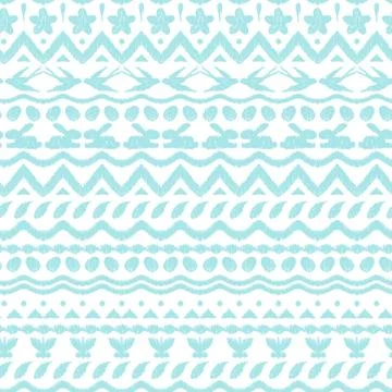 Happy Easter ikat seamless pattern. Illustrazione stock