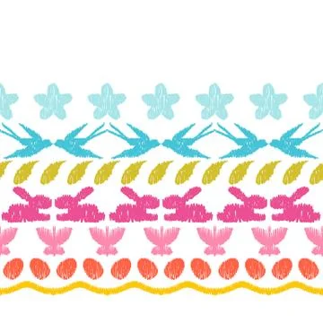 Happy Easter ikat seamless pattern. Illustrazione stock