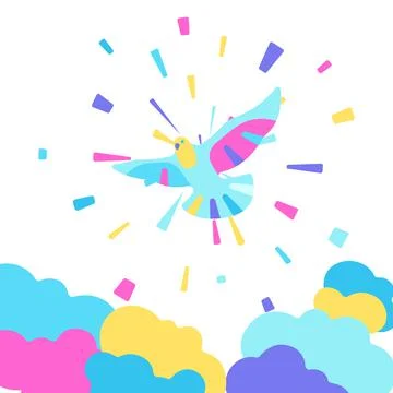 Happy Easter illustration with dove. 스톡 일러스트