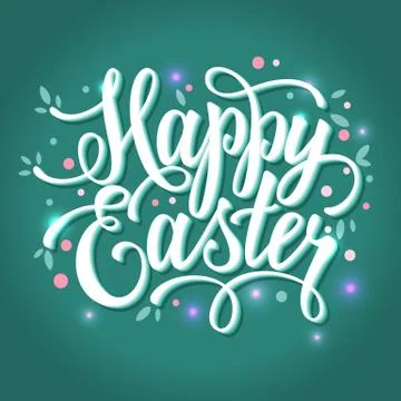 Happy Easter illustration with hand lettering text Stock Illustration