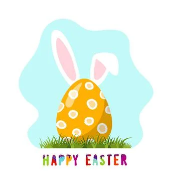 Happy easter illustration. Vector greeting card with colorful decorated egg on Stock Illustration