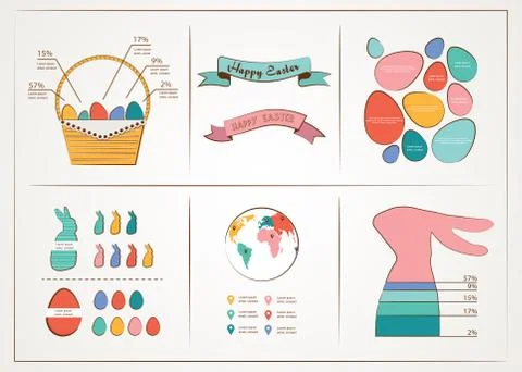 Happy Easter - infographic and elements Stock Illustration