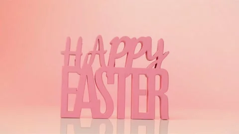 Happy easter. inscription Happy Easter on a light pink background. Stock Footage 160829859