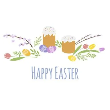 Happy Easter isolated with white background. EPS 10 vector royalty free stock Stock Illustration