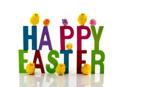 Happy easter isolated on white Stock Photos
