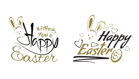 Happy Easter labels lettering set Stock Illustration