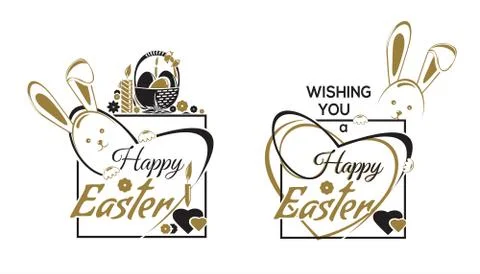 Happy Easter labels lettering set Stock Illustration