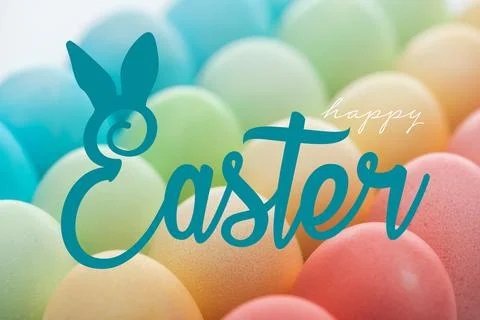 Happy easter lettering background multicolored Stock Photos