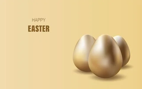 Happy Easter lettering background.Eggs realistic golden shine decorated sale Ilustración de archivo