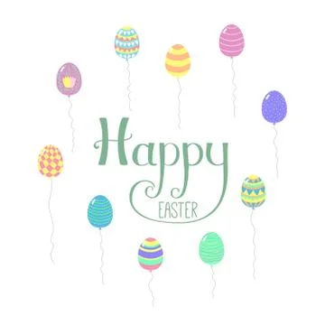 Happy Easter lettering with balloons イラスト素材