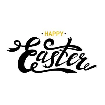 Happy Easter lettering card. Black ribbon text 스톡 일러스트