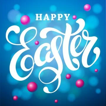 Happy Easter lettering card. Modern calligraphy with bokeh Stock-Illustration