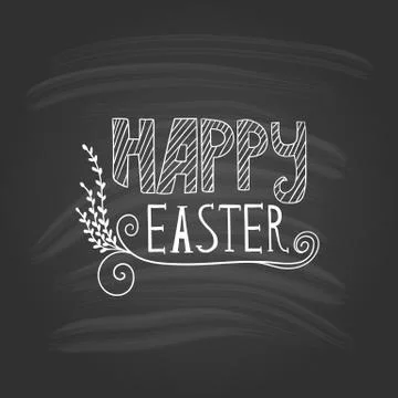 Happy Easter lettering on dark background Stock Illustration