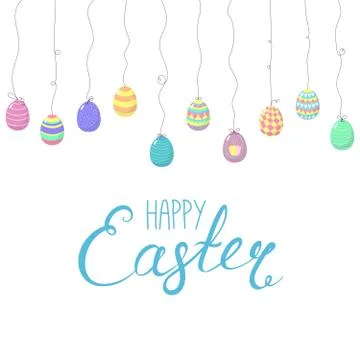 Happy Easter lettering with eggs イラスト素材