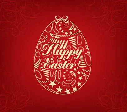 Happy Easter Lettering in Form of Egg Illustrazione stock
