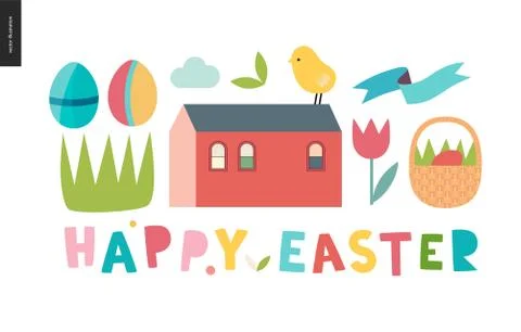 Happy easter lettering Illustrazione stock