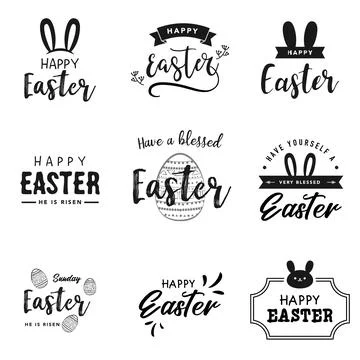 Happy Easter Lettering, Logo Collection イラスト素材