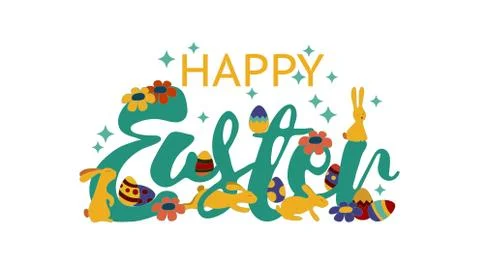 Happy Easter lettering. Modern calligraphy. Happy Easter typography background. Stock-Illustration