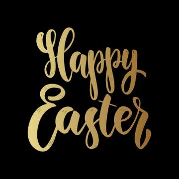 Happy easter. Lettering phrase on dark background. Design element for poster, Stock Illustration