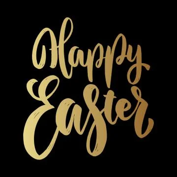 Happy easter. Lettering phrase on dark background. Design element for poster Stock Illustration