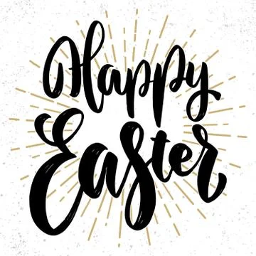 Happy easter. Lettering phrase on grunge background. Design element for poster Stock Illustration