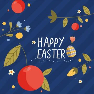 Happy easter lettering postcard 스톡 일러스트
