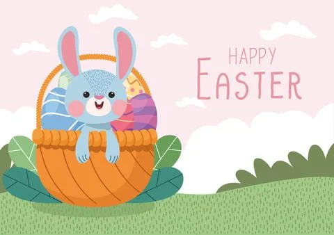 Happy easter lettering postcard 스톡 일러스트