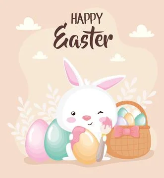 Happy easter lettering poster Stock Illustration