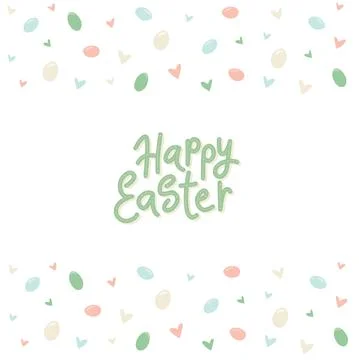 Happy Easter lettering sign with egg minimalistic style frame. Vector stock Stock Illustration
