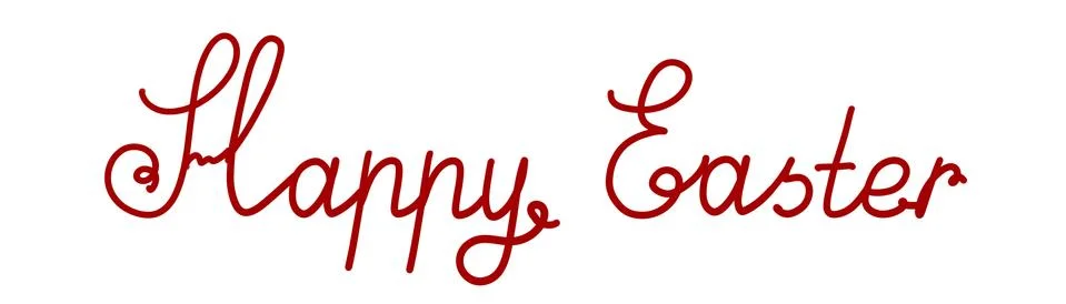 Happy Easter lettering text isolated on white background. Illustrazione stock