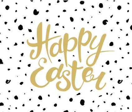 Happy Easter lettering. Typographical Background with decoration Stock Illustration