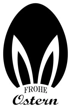 Happy Easter lettering vector with Easter egg in German language in black. Stock Illustration