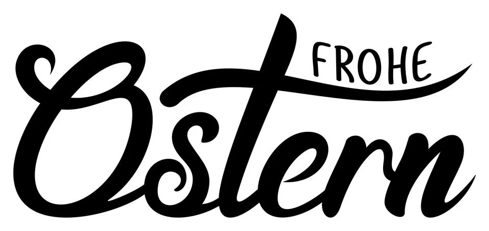 Happy Easter lettering vector in German language in Black. Stock Illustration