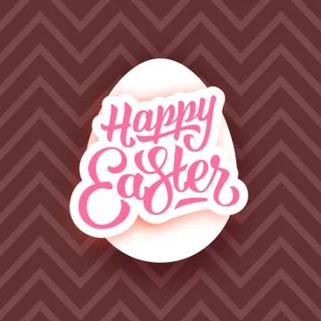 Happy Easter lettering on white egg and chocolate Stock Illustration