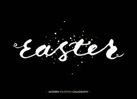 Happy Easter lettering write with brush pen Happy Easter lettering write w... Stock Photos