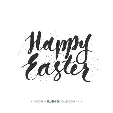 Happy Easter lettering write with brush pen Happy Easter lettering write w... Stock Photos