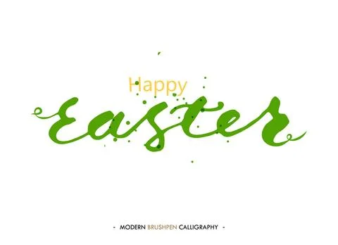 Happy Easter lettering write with brush pen Happy Easter lettering write w... Stock Photos