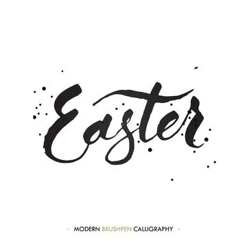 Happy Easter lettering write with brush pen Happy Easter lettering write w... 스톡 사진